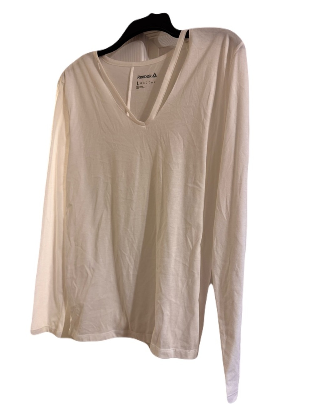 Reebok Women's Cream V-Neck Long Sleeve Shirt